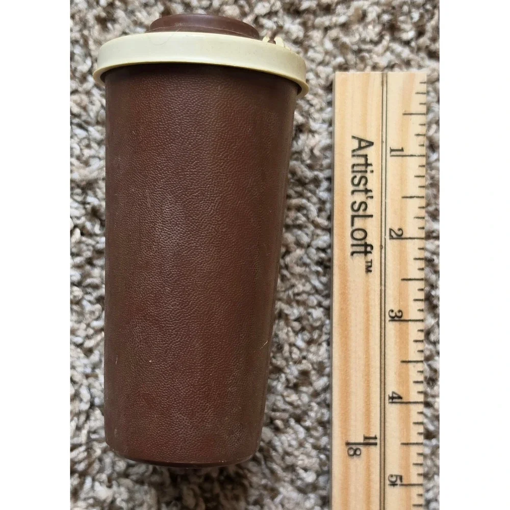 Vintage Tupperware Spice Shaker Harvest Brown Cream Lid 1328-5 Made in USA